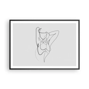 Affiche dans un cadre noir - Poster - Contour minimaliste d'une silhouette féminine - 100x70cm - Vraiment, tu es comme ça... - Décoration murale moderne pour le salon et la chambre ARTTOR