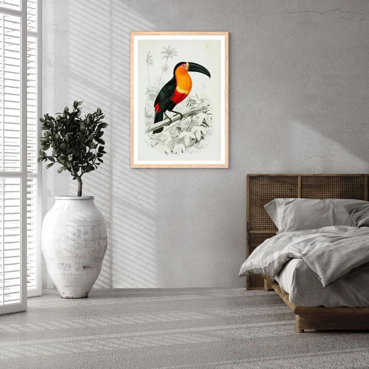 Affiche dans un chêne clair - Poster - Couleurs des oiseaux - 50x70 cm