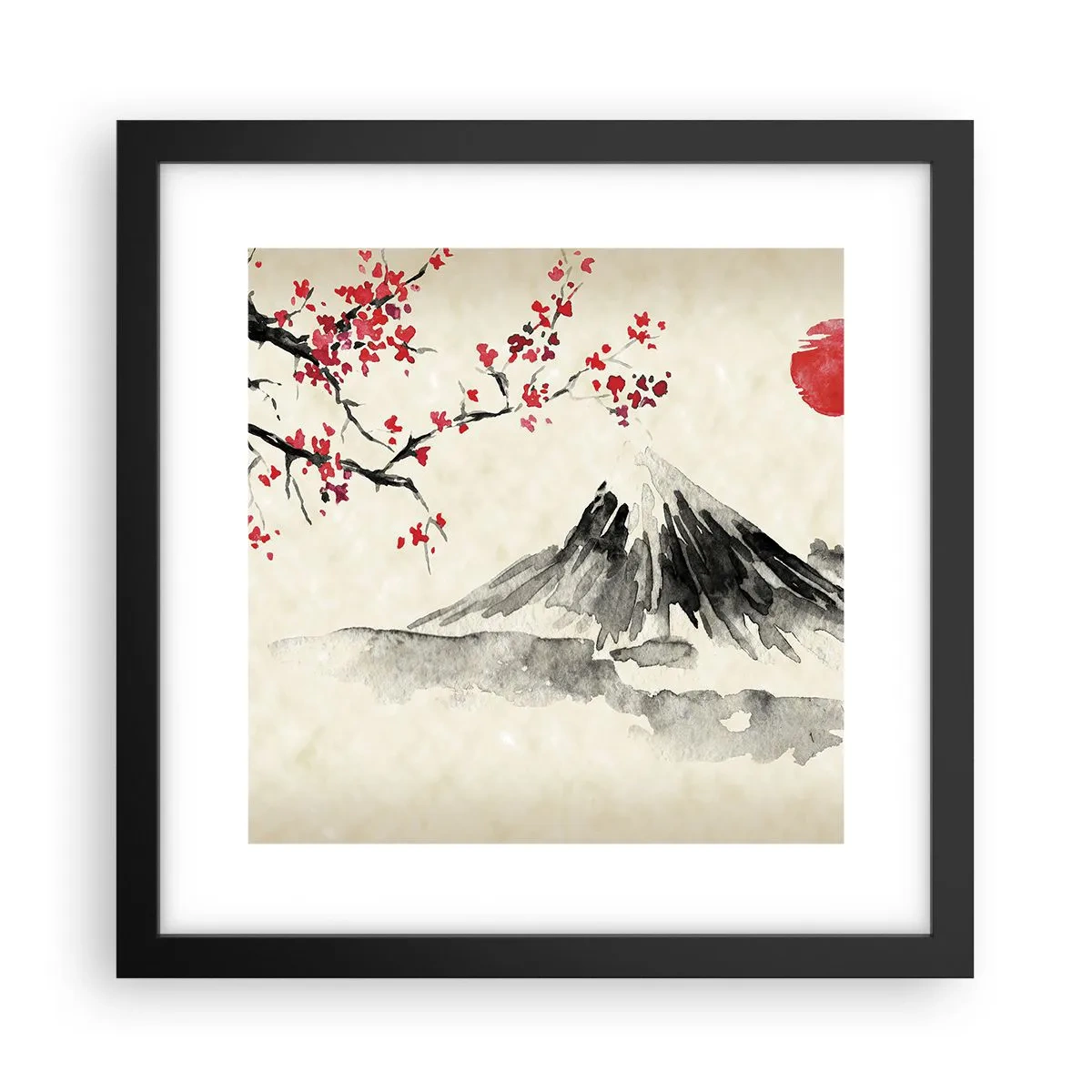 Affiche dans un cadre noir - Poster - Tomber amoureux du Japon - 30x30 cm