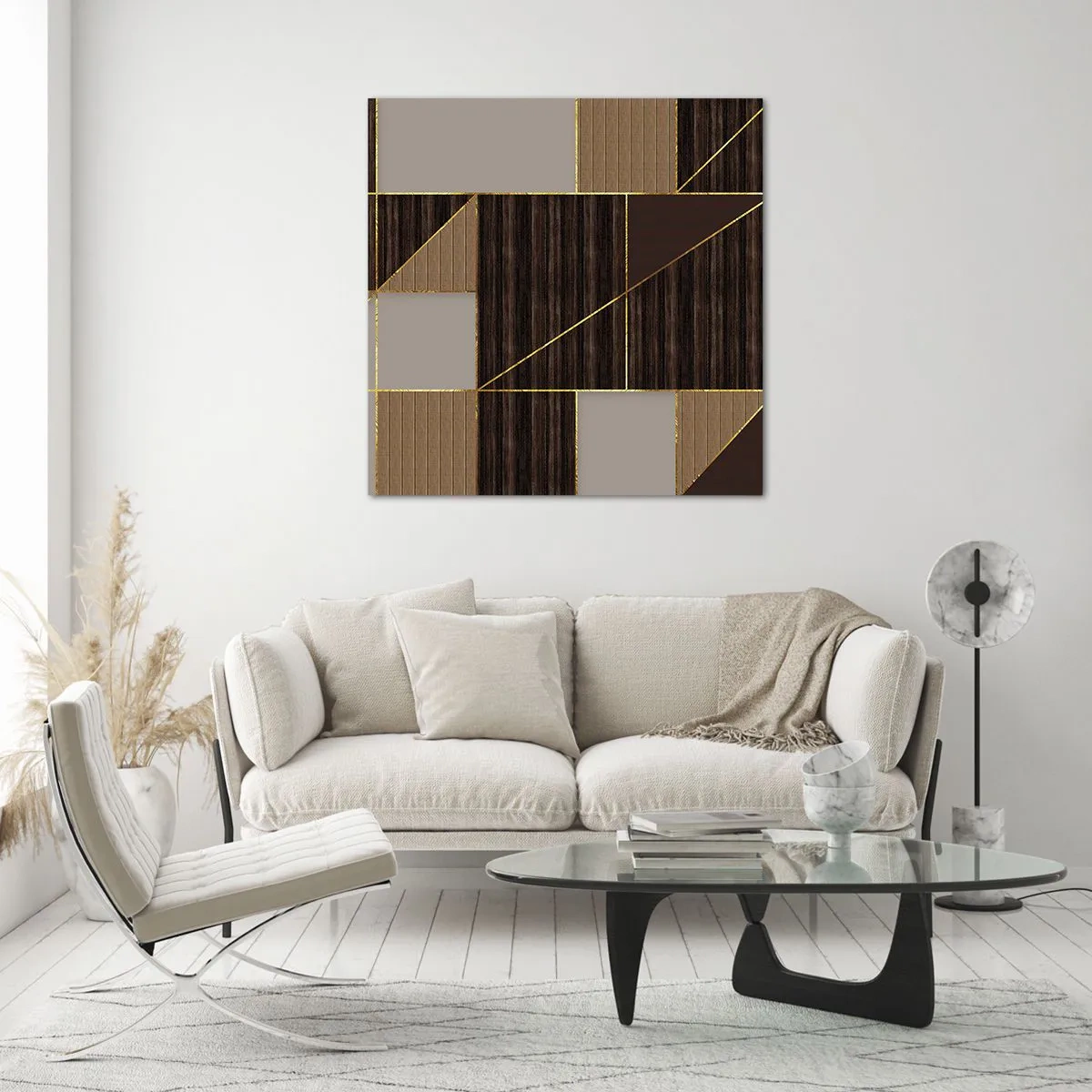 Impression sur verre - Image sur verre - Mozaique de bronze et d'or - 50x50 cm