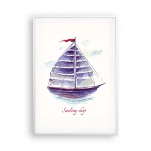 Affiche dans un cadre blanc - Poster - Plein de voiles et d’eau calme - 70x100 cm