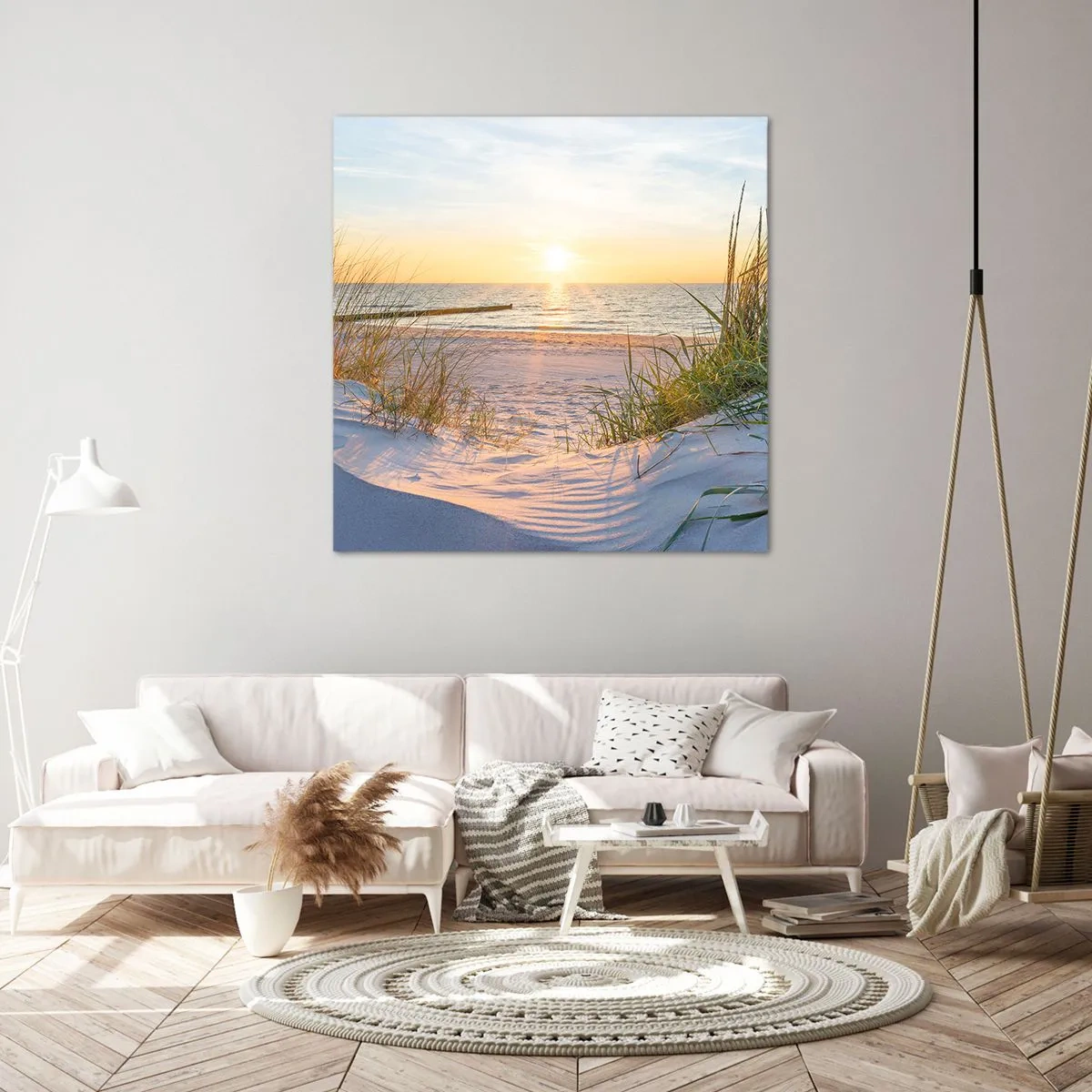 Impression sur toile - Image sur toile - Le bruit de la mer, le chant des oiseaux, une plage sauvage parmi les herbes… - 30x30 cm