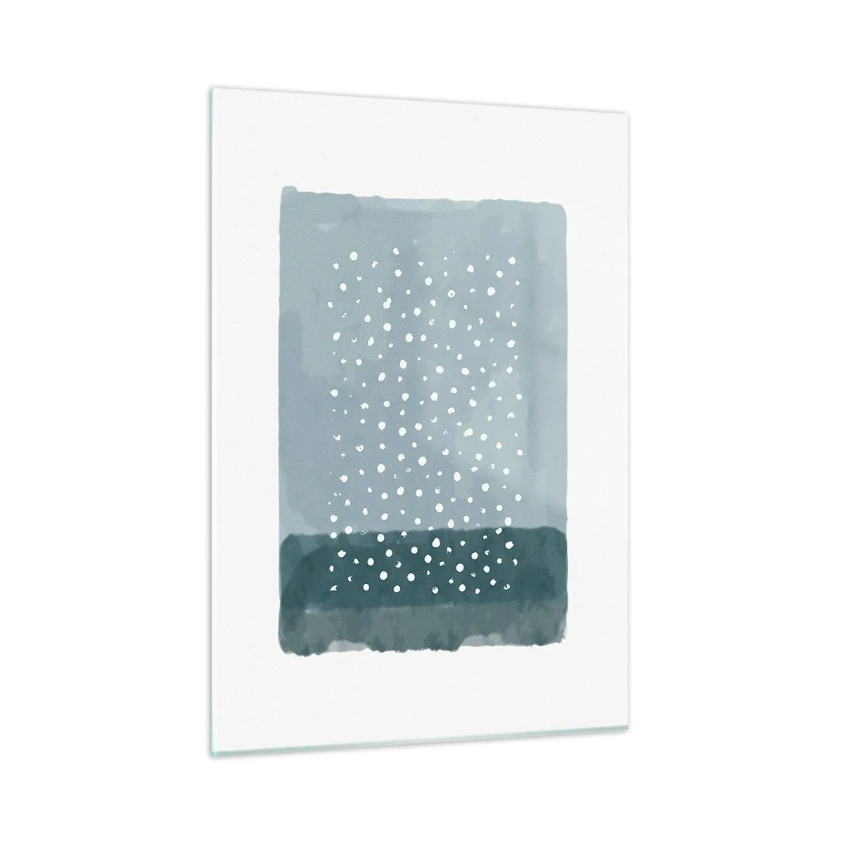 Impression sur verre - Image sur verre - Une peinture abstraite dans des tons de bleu avec des points blancs. - 50x70cm - Évolution de bleus - Décoration murale moderne pour le salon et la chambre ARTTOR
