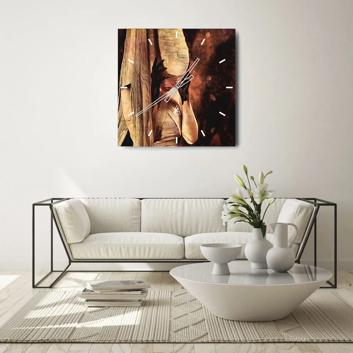 Horloge murale - Pendule murale - Une femme voilée au style mystérieux sur un fond sombre - 30x30cm - Entre le bon et le mauvais - Décoration murale moderne pour le salon et la chambre ARTTOR