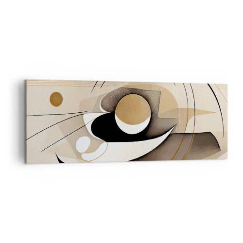 Impression sur toile - Image sur toile - Composition abstraite dans les tons beige et noir - 140x50cm - Composition : l'essence des choses - Décoration murale moderne pour le salon et la chambre ARTTOR