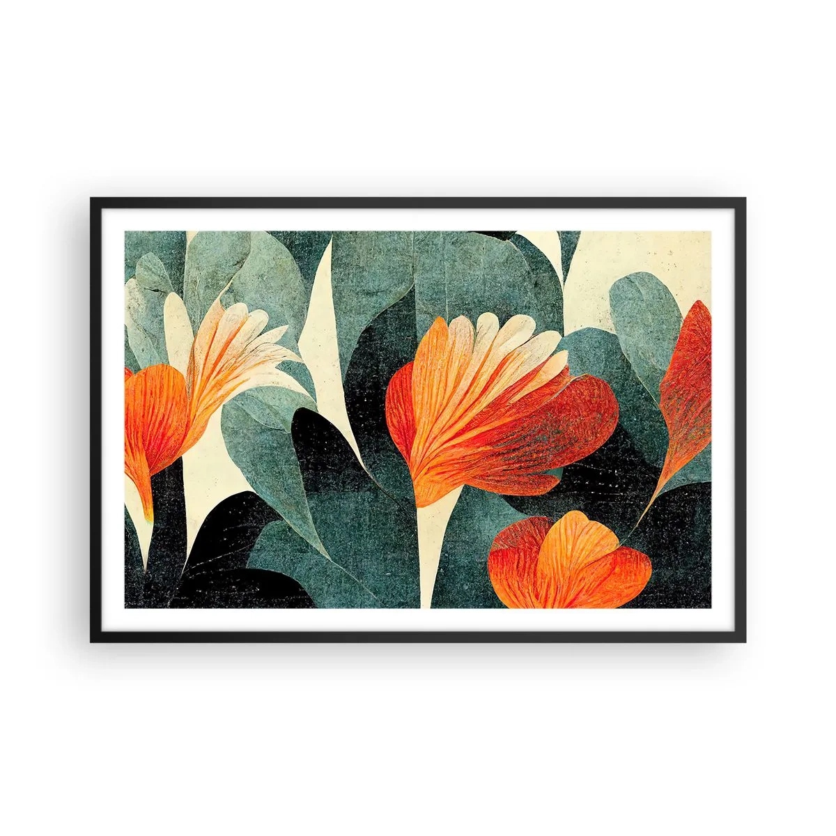 Affiche dans un cadre noir - Poster - La chaleur des tropiques et la fraîcheur de la verdure - 91x61 cm