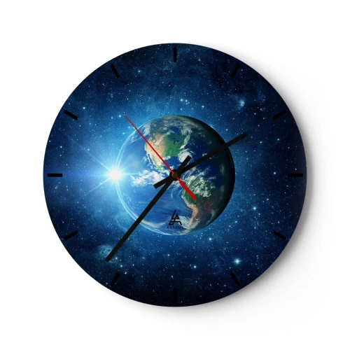 Horloge murale - Pendule murale - Vue de la Terre depuis l'espace - 30x30cm - Nous sommes au paradis - Décoration murale moderne pour le salon, la cuisine et la chambre ARTTOR