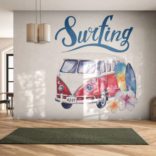Papier peint sur mesure Premium Sand - Concombre - un classique pour un surfeur - Autobus d'époque, Voyages, Planche de surf