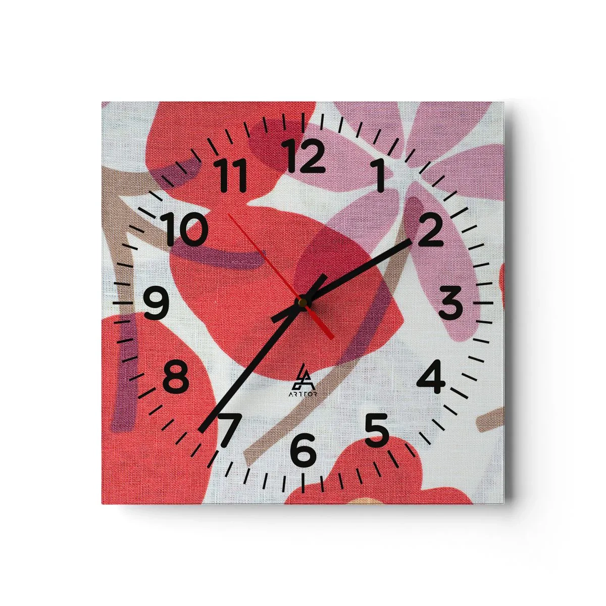 Horloge murale - Pendule murale - Composition florale dans les roses - 30x30 cm