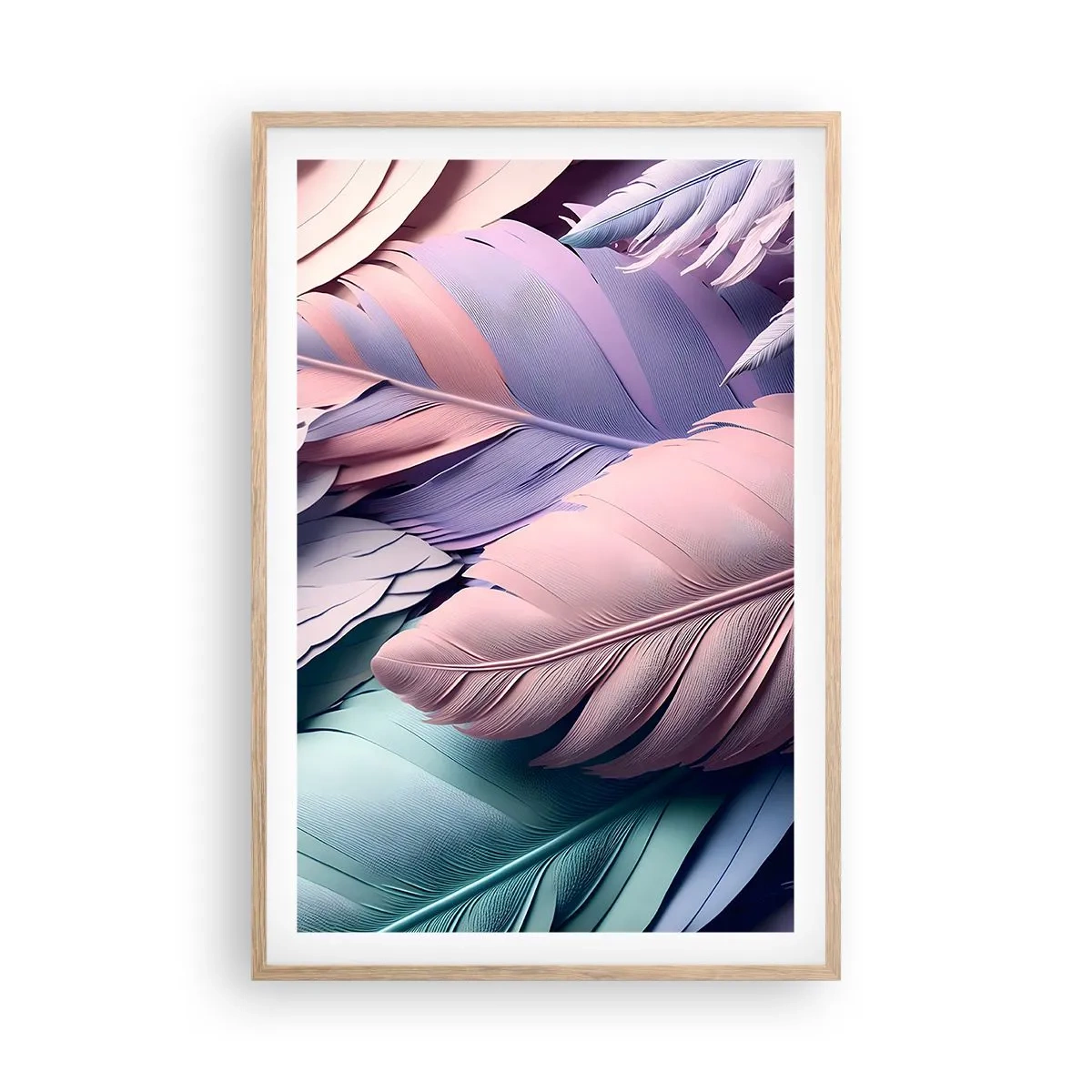 Affiche dans un chêne clair - Poster - Oiseau chic - 61x91 cm