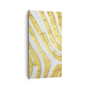 Impression sur toile - Image sur toile - Composition en blanc et or - 65x120 cm