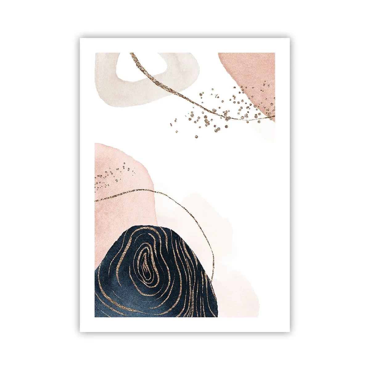 Affiche - Poster - Formes abstraites dans des tons pastel avec des accents dorés - 50x70cm - Tout coule - Décoration murale moderne pour le salon et la chambre ARTTOR