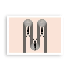 Affiche - Poster - Silhouettes géométriques sur fond beige - 100x70cm - Les jambes en l’air - Décoration murale moderne pour le salon et la chambre ARTTOR