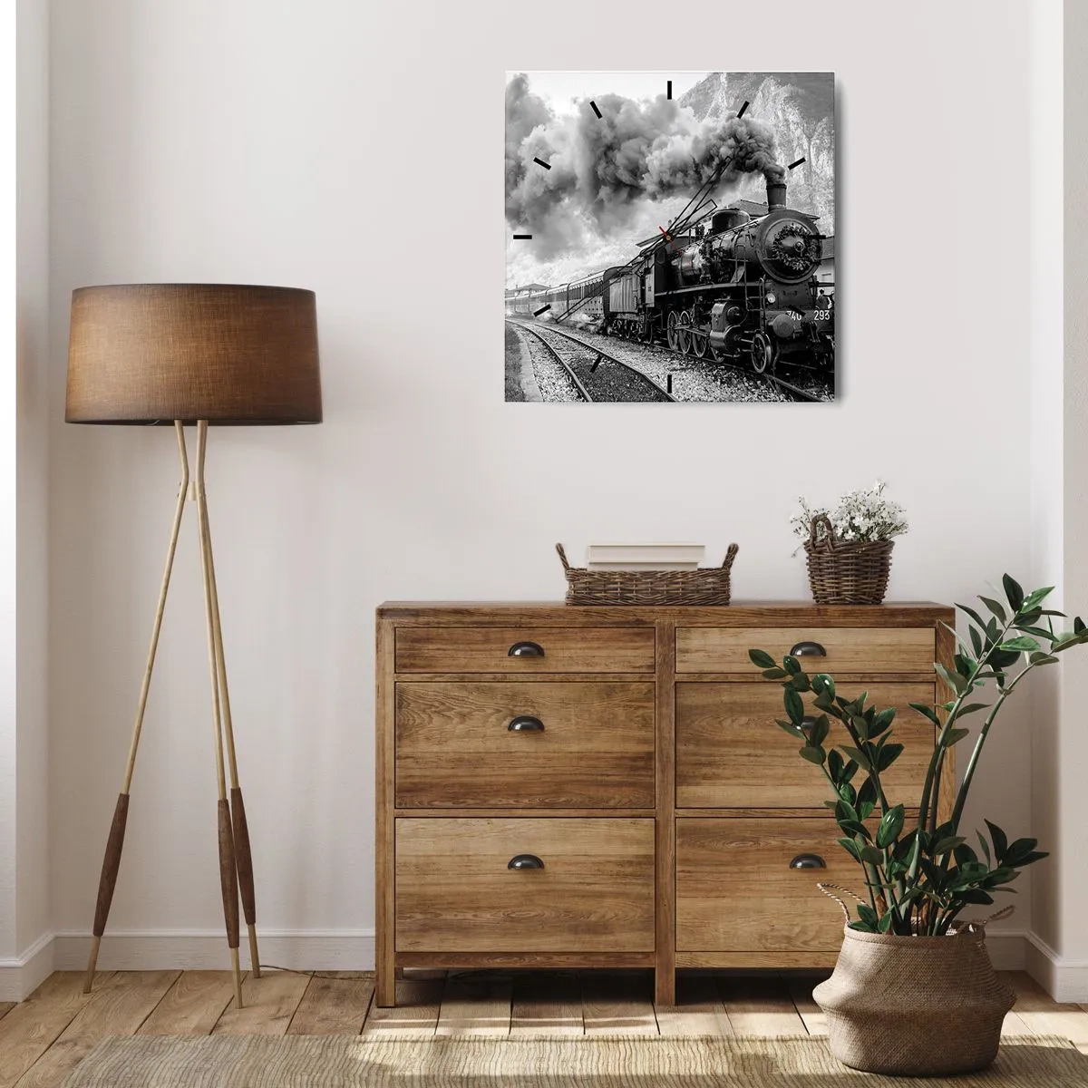 Horloge murale - Pendule murale - Attend à la gare... - 30x30 cm