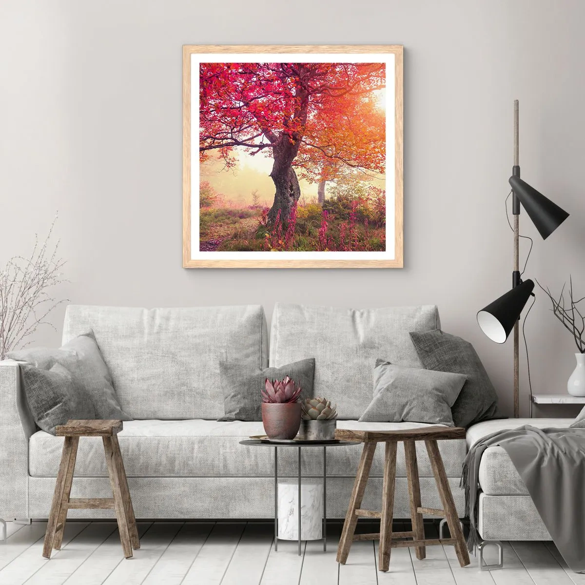 Affiche dans un chêne clair - Poster - Frénésie de floraison - 40x40 cm