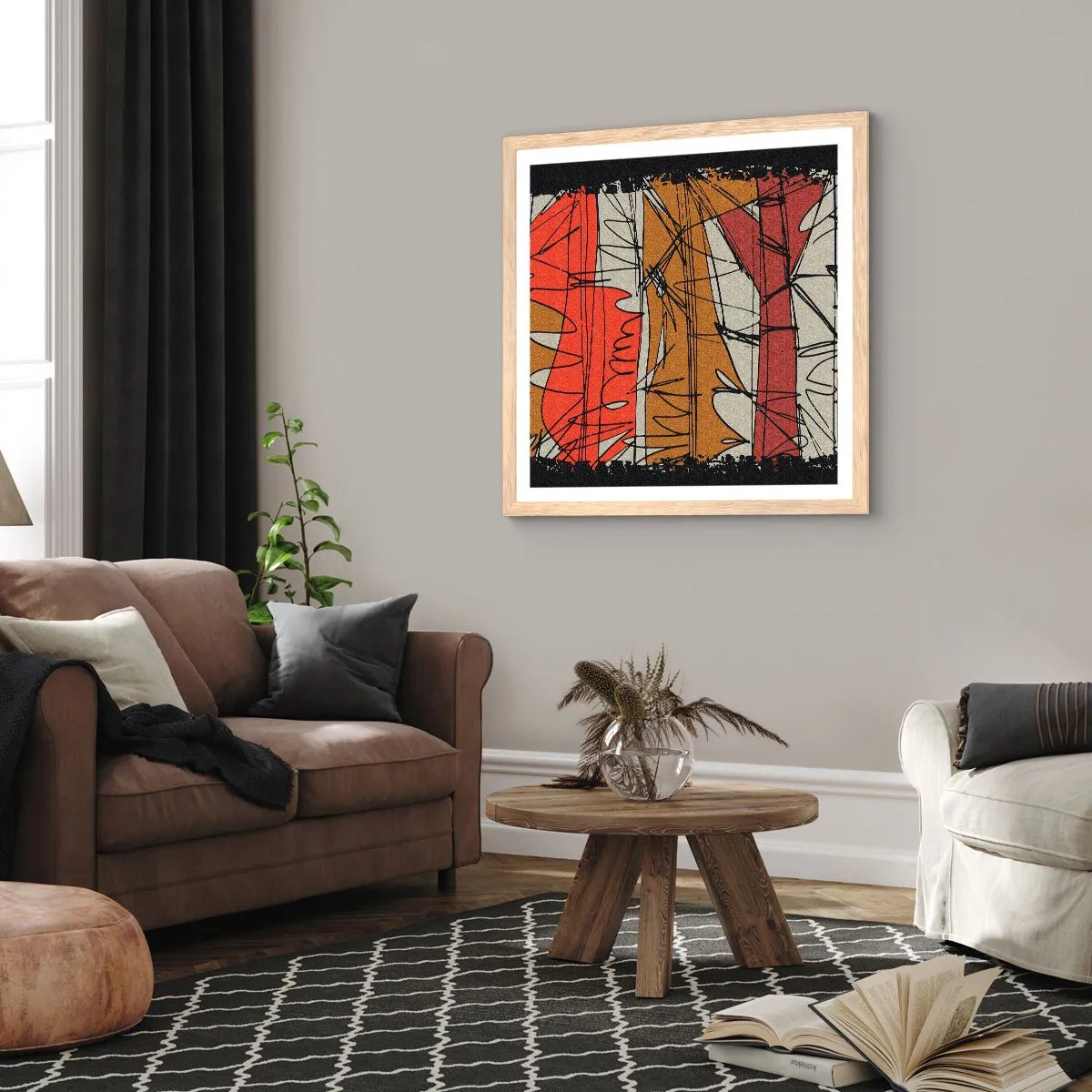 Affiche dans un chêne clair - Poster - Composition spontanée - 50x50 cm