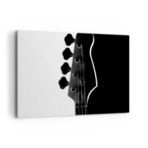 Impression sur toile - Image sur toile - Silhouette noire et blanche d'une tête de guitare basse - 120x80cm - Silence de roche - Décoration murale moderne pour le salon et la chambre ARTTOR