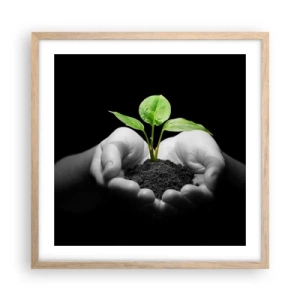 Affiche dans un chêne clair - Poster - J'aime la nature, je la protège - 50x50 cm