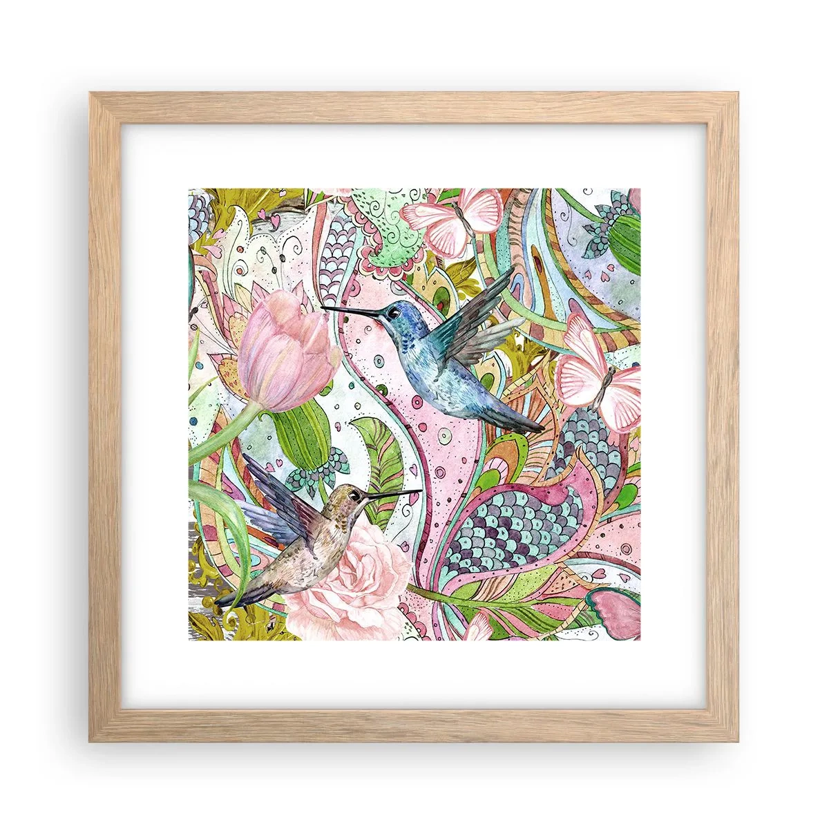 Affiche dans un chêne clair - Poster - Empêtré dans les vignes - 30x30 cm