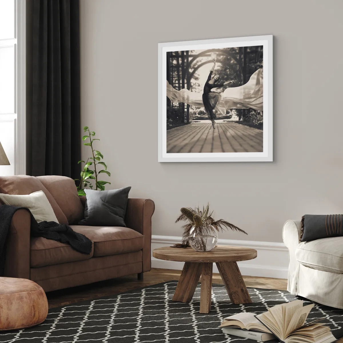 Affiche dans un cadre blanc - Poster - La danse de l'esprit jardin - 60x60 cm