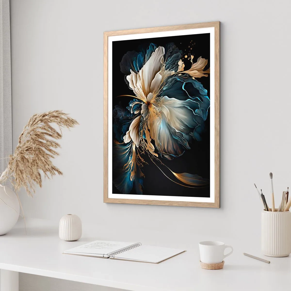 Affiche dans un chêne clair - Poster - Fleur de fougère de conte de fées - 70x100 cm