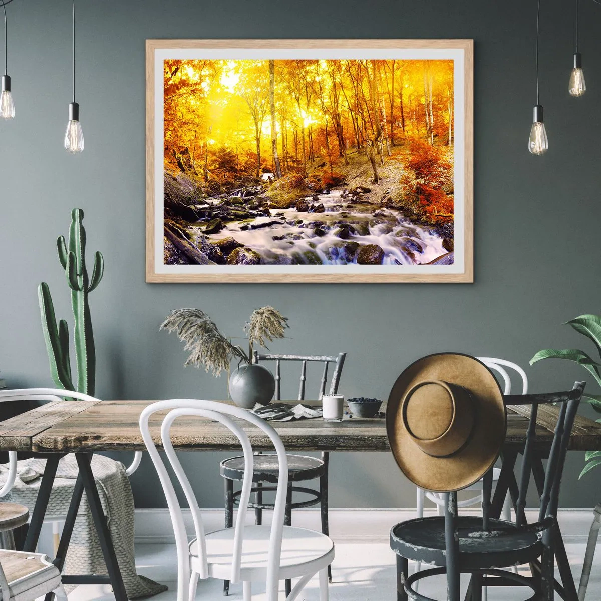 Affiche dans un chêne clair - Poster - Pierres serties d'or et de platine - 100x70 cm