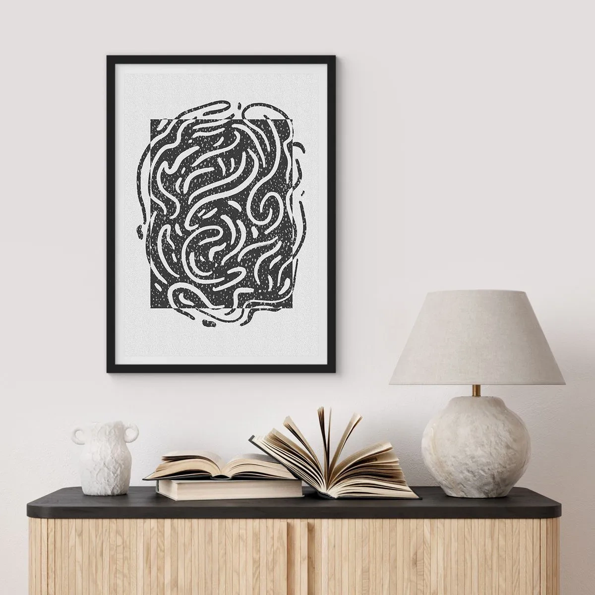 Affiche dans un cadre noir - Poster - Abstraction : la danse de la joie - 70x100 cm