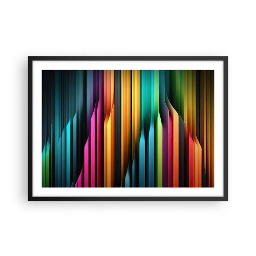 Affiche dans un cadre noir - Poster - Les lignes verticales colorées créent une abstraction dynamique. - 70x50cm - Un organe de lumière - Décoration murale moderne pour le salon et la chambre ARTTOR