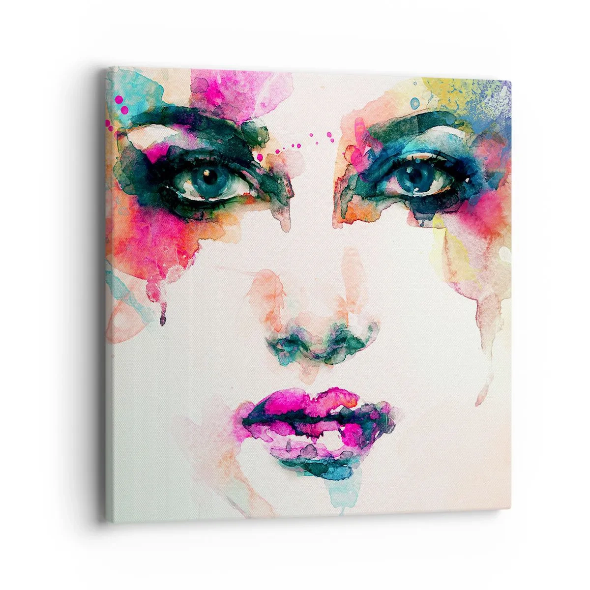 Impression sur toile - Image sur toile - Un portrait peint avec un arc-en-ciel - 40x40 cm