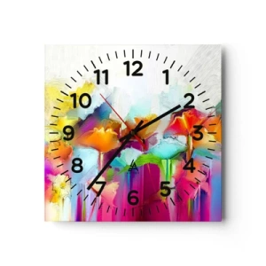 Horloge murale - Pendule murale - L'arc-en-ciel s'est épanoui - 30x30 cm