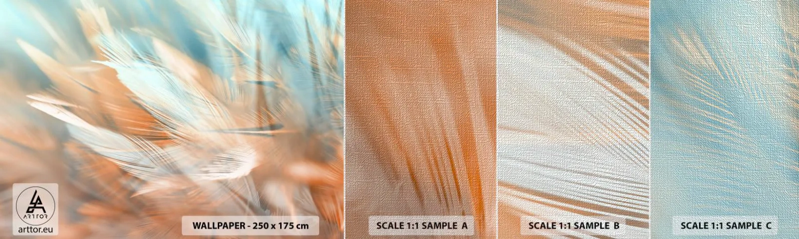 Échantillon de Papier Peint Premium Canvas - Au pays de la douceur - Délicat, Plumes, Minimalisme - 100x30 cm