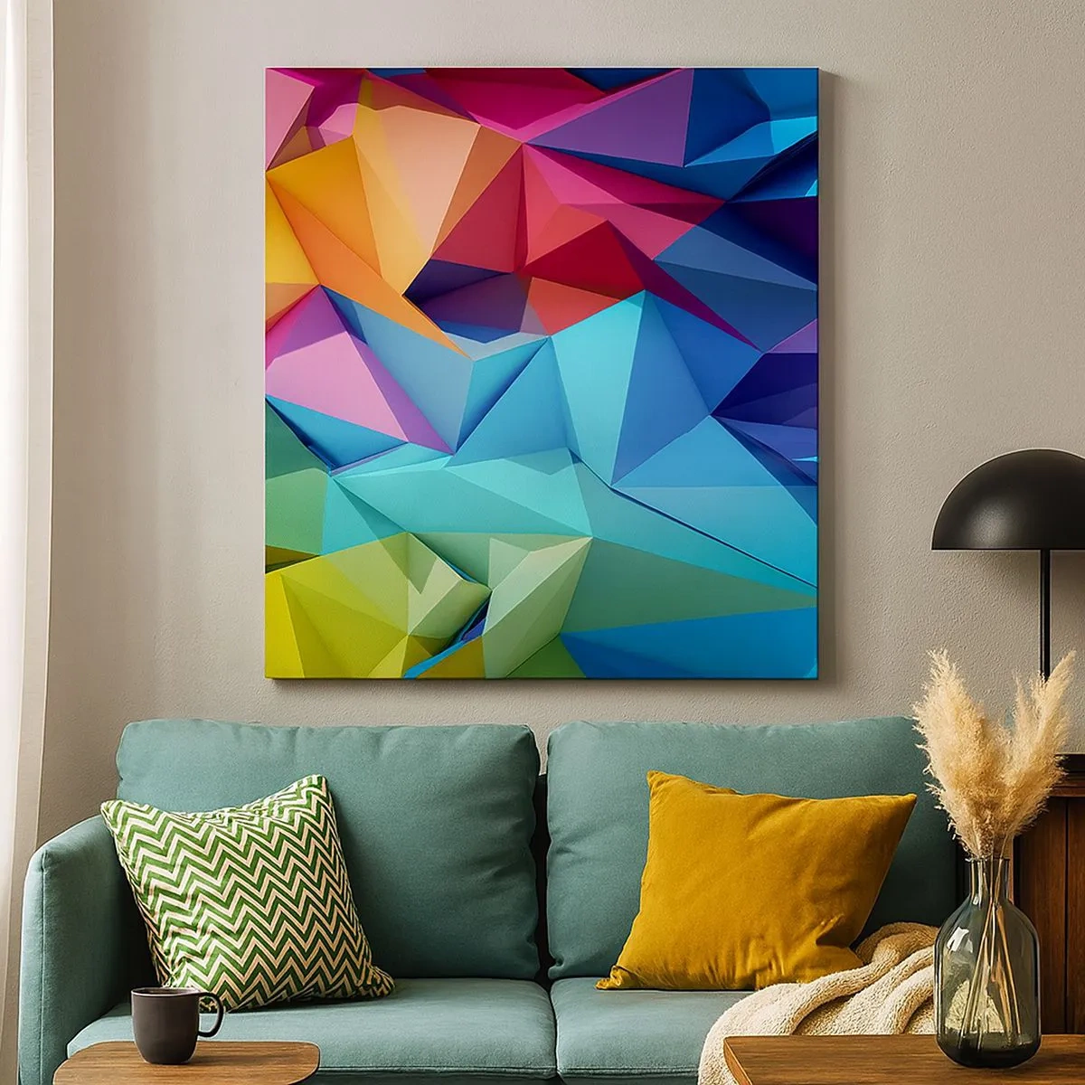 Impression sur toile - Image sur toile - Origami arc-en-ciel - 30x30 cm
