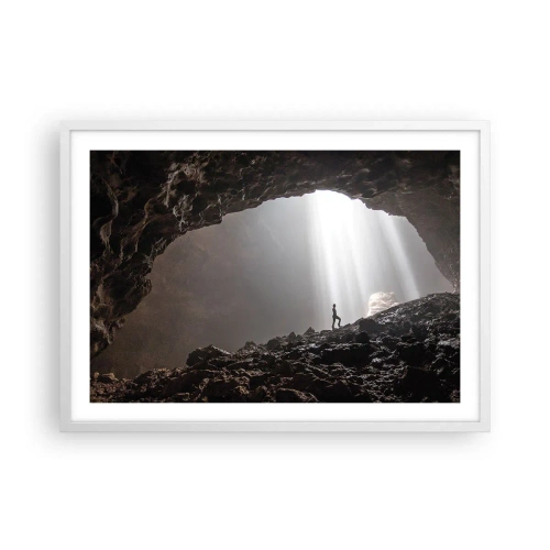 Affiche dans un cadre blanc - Poster - Grotte lumineuse - 70x50 cm