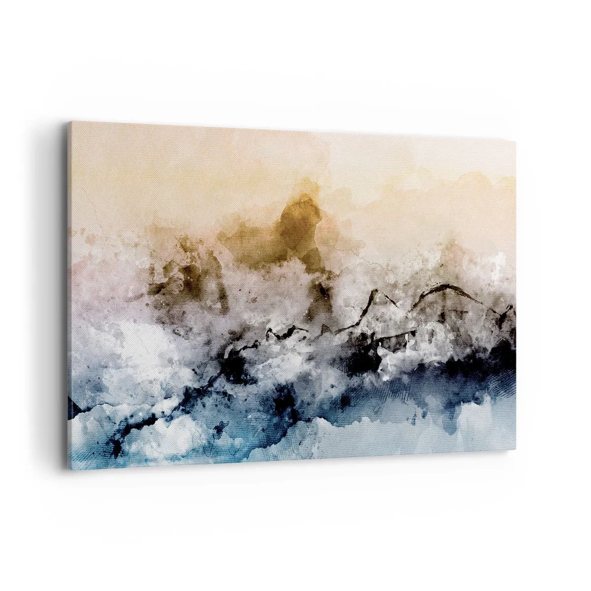 Impression sur toile - Image sur toile - Paysage abstrait avec brouillard et couleurs subtiles - 120x80cm - Noyé dans un nuage de brouillard - Décoration murale moderne pour le salon et la chambre ARTTOR