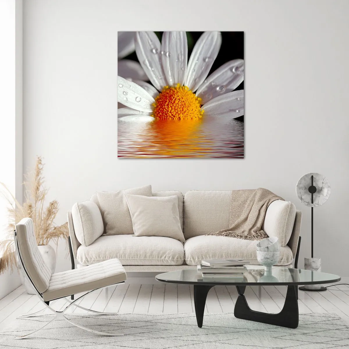 Impression sur verre - Image sur verre - Le soleil levant des marguerites - 60x60 cm