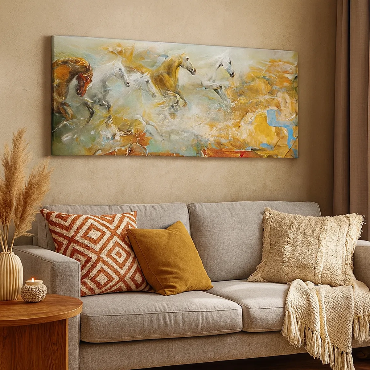 Impression sur toile - Image sur toile - Au galop vers la lumière - 30x30 cm