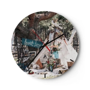 Horloge murale - Pendule murale - Décoration de mariage romantique dans un cadre forestier - 30x30cm - Make love… - Décoration murale moderne pour le salon, la cuisine et la chambre ARTTOR