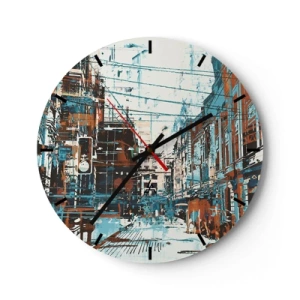Horloge murale - Pendule murale - Un sentier de ville usé - 40x40 cm