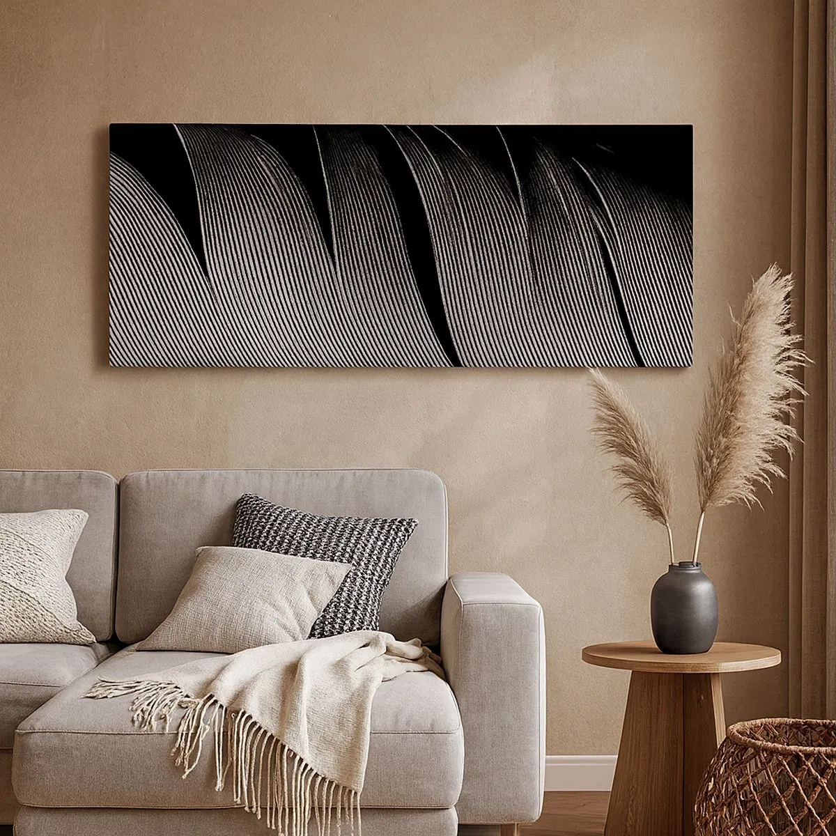 Impression sur toile - Image sur toile - La plume – un design magnifique - 100x40 cm