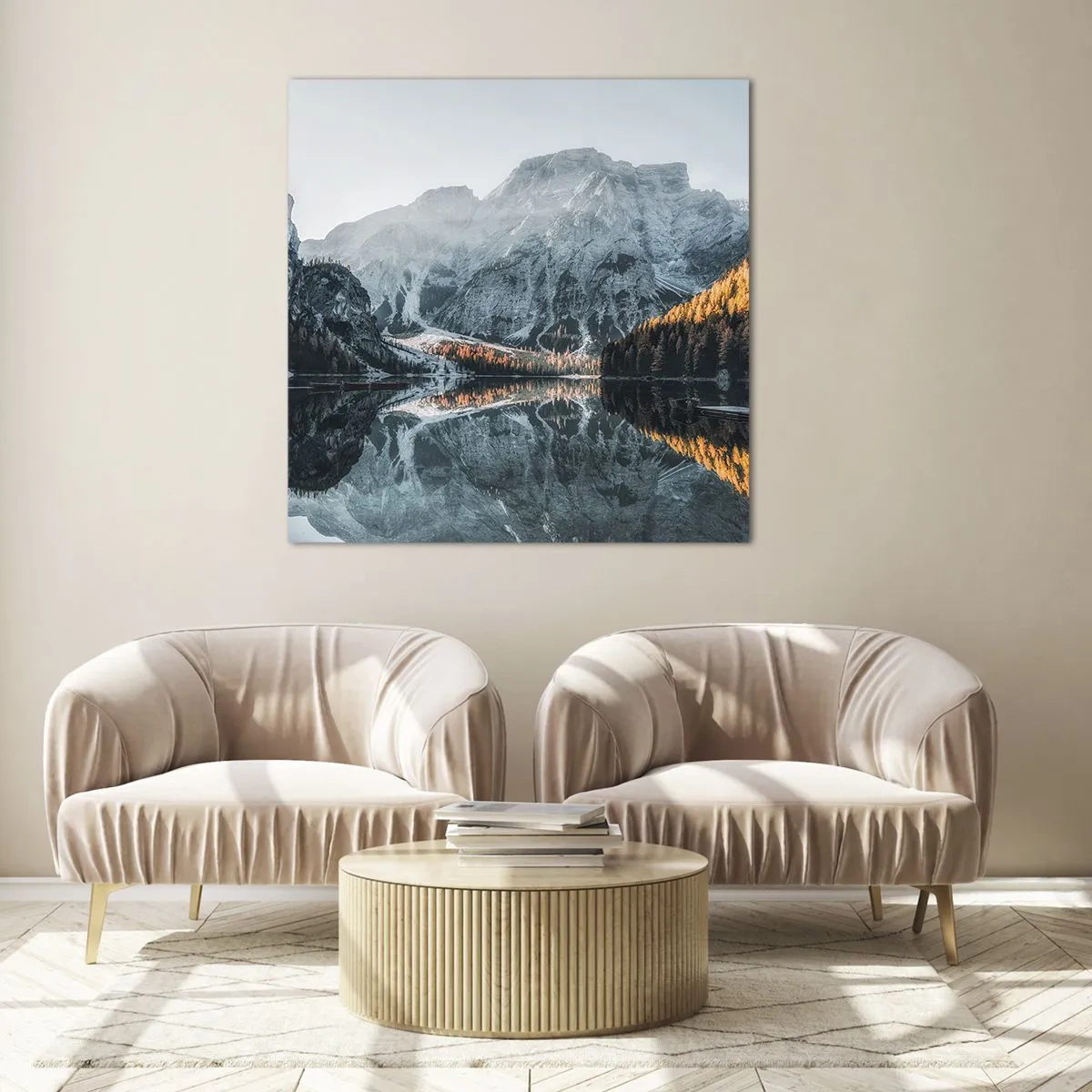 Impression sur verre - Image sur verre - Reflet de paysage - 40x40 cm