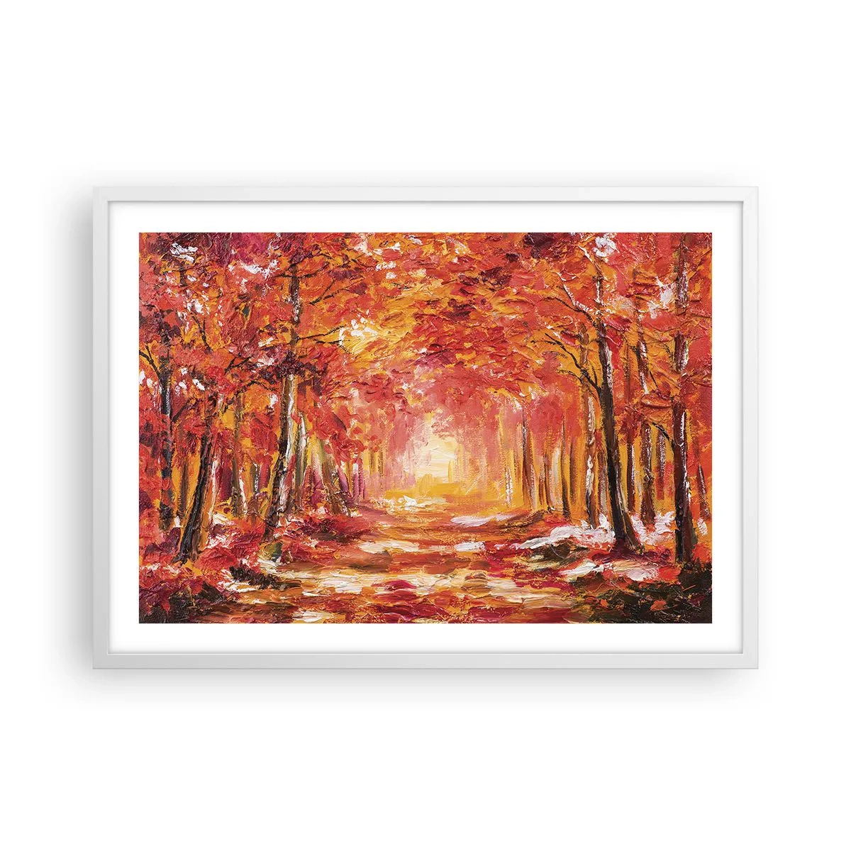 Affiche dans un cadre blanc - Poster - Forêt de cuivre - 70x50 cm