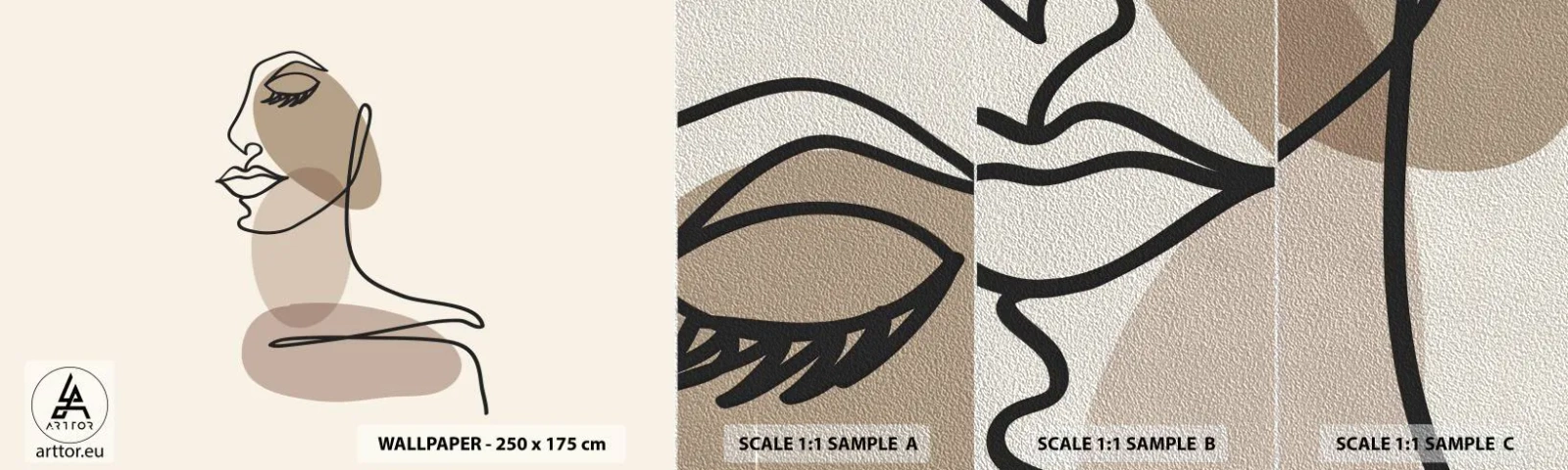 Échantillon de Papier Peint Premium Sand - S'écouter - Abstraction, Visage de femme, Graphique - 100x30 cm