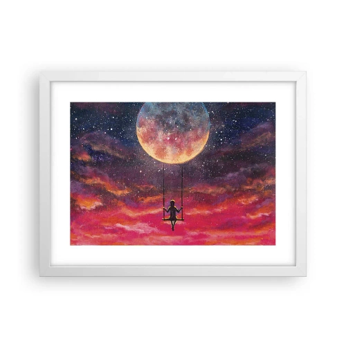 Affiche dans un cadre blanc - Poster - Se balancer dans les nuages - 40x30 cm