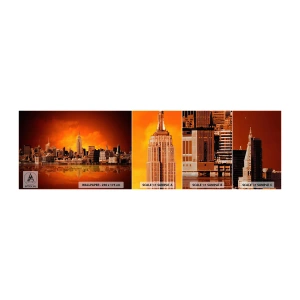 Échantillon de Papier Peint Autocollant Deluxe Sticker - Panorama de grande ville en jaune et bronze - New York, Architecture, Ville - 100x30 cm