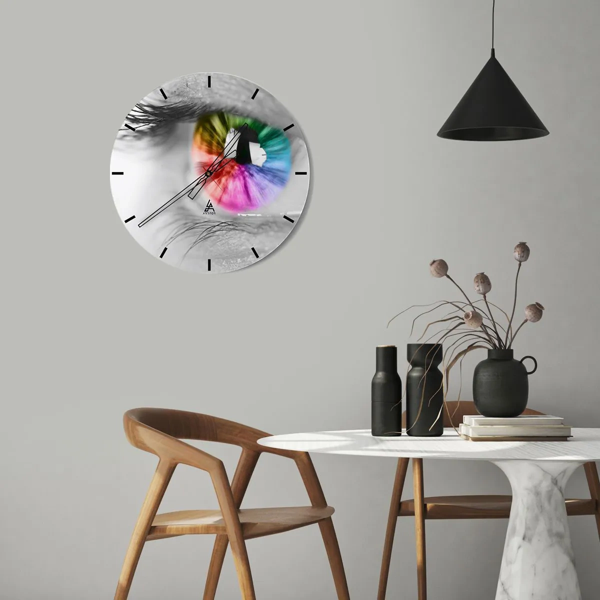 Horloge murale - Pendule murale - Regarde le monde en couleur - 30x30 cm
