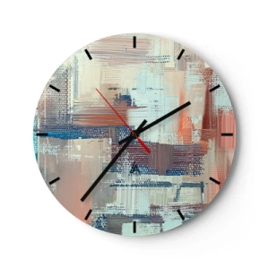 Horloge murale - Pendule murale - Une composition abstraite de coups de pinceau aux couleurs pastel. - 30x30cm - Atteindre la lumière - Décoration murale moderne pour le salon, la cuisine et la chambre ARTTOR