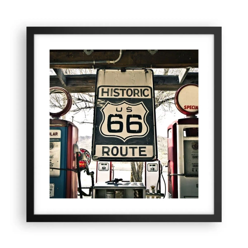 Affiche dans un cadre noir - Poster - Voyage rétro américain - 40x40 cm