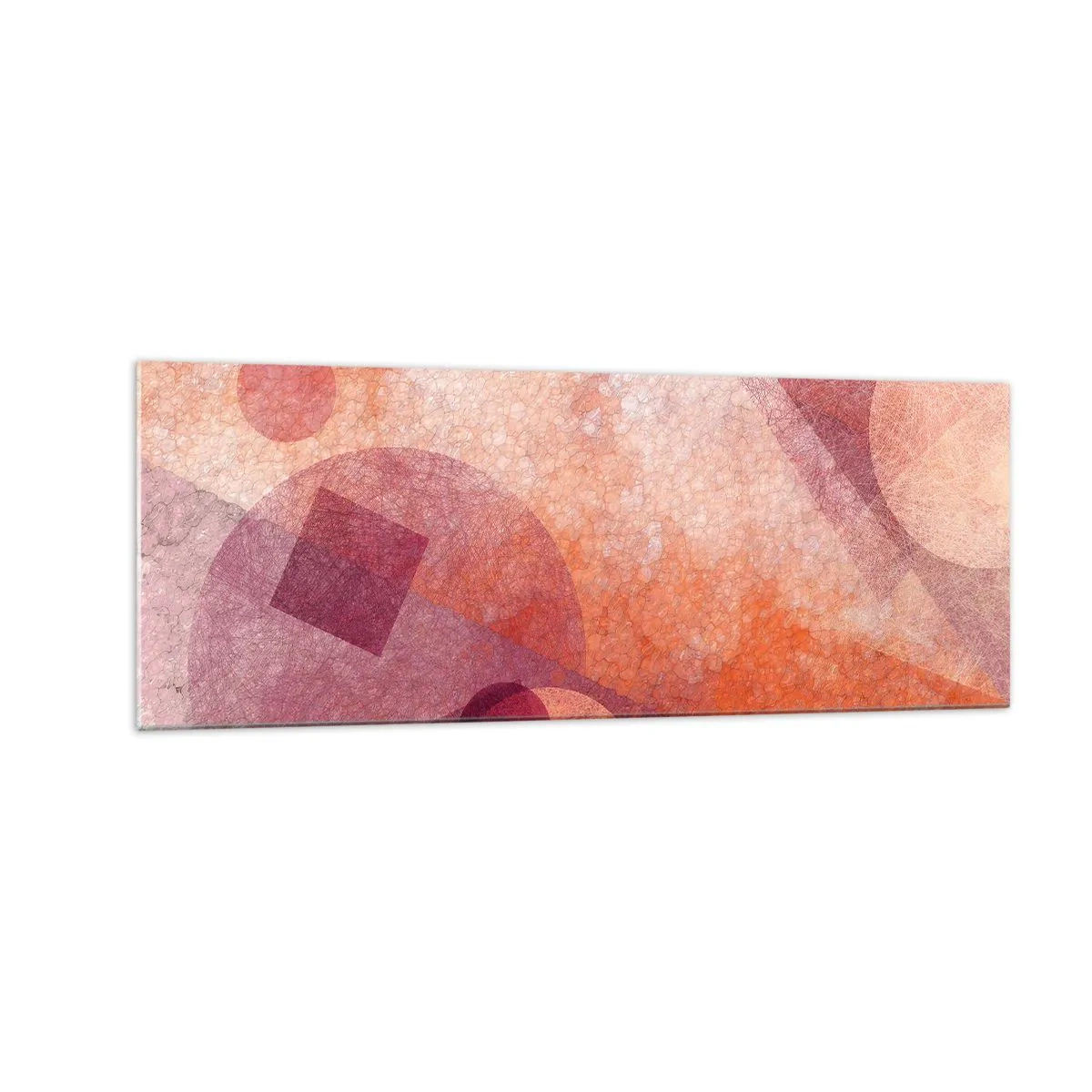 Impression sur verre - Image sur verre - Formes géométriques abstraites dans des tons pastel de rose - 140x50cm - Transformations géométriques en rose - Décoration murale moderne pour le salon et la chambre ARTTOR