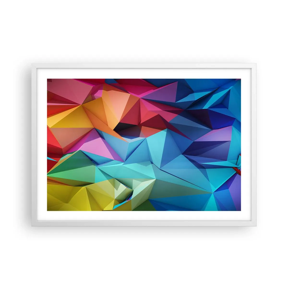 Affiche dans un cadre blanc - Poster - Origami arc-en-ciel - 70x50 cm
