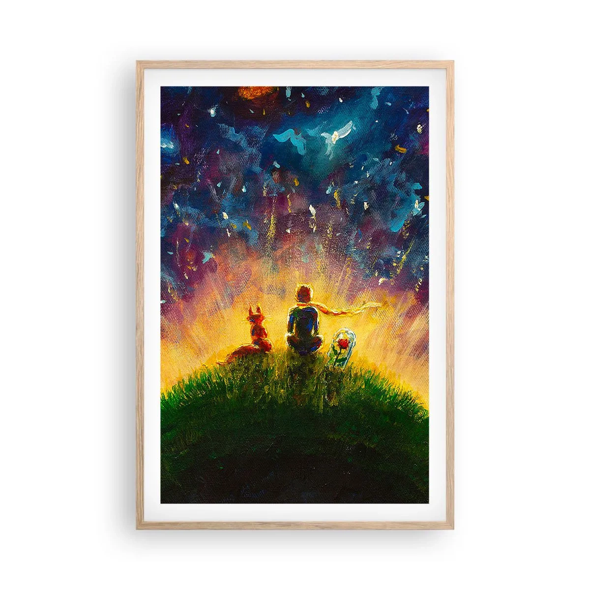 Affiche dans un chêne clair - Poster - Amour et amitié - le monde entier - 61x91 cm